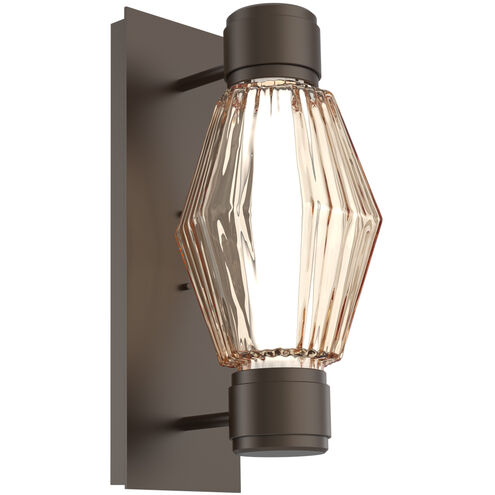 Aalto Mandrel Sconce Wall Light in 3000K LED, Flat Bronze, Optic Rib Amber