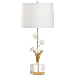 Chelsea House 31 inch 100.00 watt Antique Gold Leaf/Matte White Glaze/Clear Table Lamp Portable Light