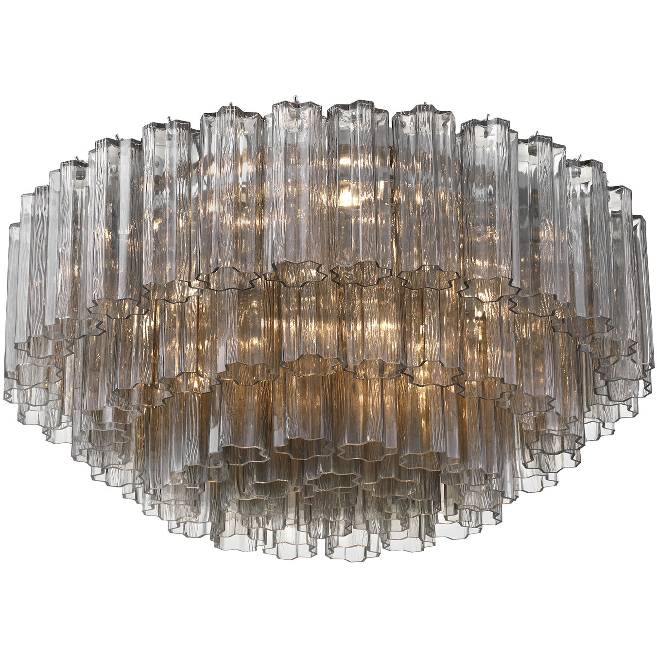 Addis 16 Light 32 inch Polished Chrome Flush Ceiling Light in Tronchi Glass Smoke