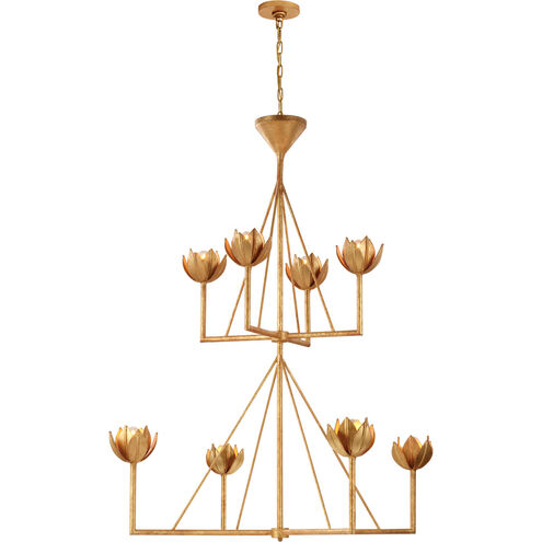 Julie Neill Alberto 8 Light 49 inch Antique Gold Leaf Two Tier Chandelier Ceiling Light, Large