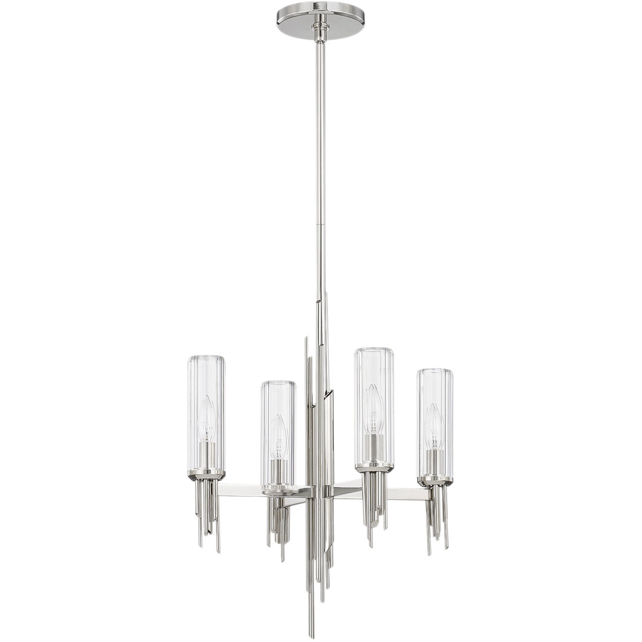 Torres 4 Light 18 inch Polished Nickel/Ribbed Glass Chandelier Ceiling Light