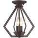 Prism 2 Light 11 inch Bronze Convertible Mini Chandelier/Ceiling Mount Ceiling Light