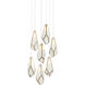 Glace 7 Light 15 inch White and Antique Brass with Silver Multi-Drop Pendant Ceiling Light