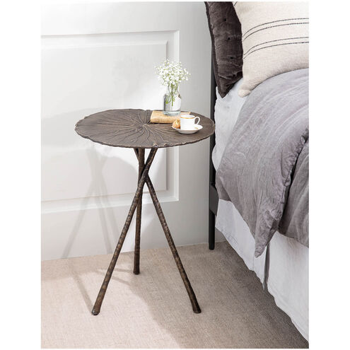 Lotus 26.5 X 20 inch Antique Brass Side Table, Large