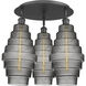 Cascade 3 Light 19.75 inch Matte Black Flush Mount Ceiling Light in Smoked