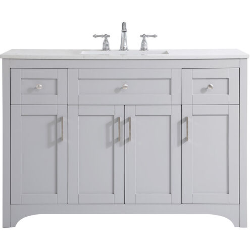Moore 48 X 22 X 34 inch Grey and Brushed Nickel with Calacatta Quartz Vanity Sink Set