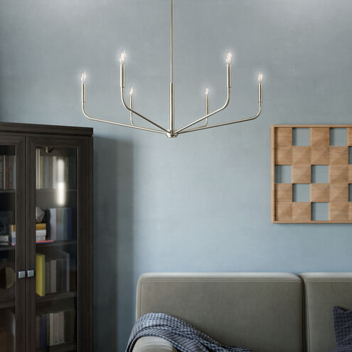 Madden 6 Light Brushed Nickel Chandelier Ceiling Light, 1 Tier Large