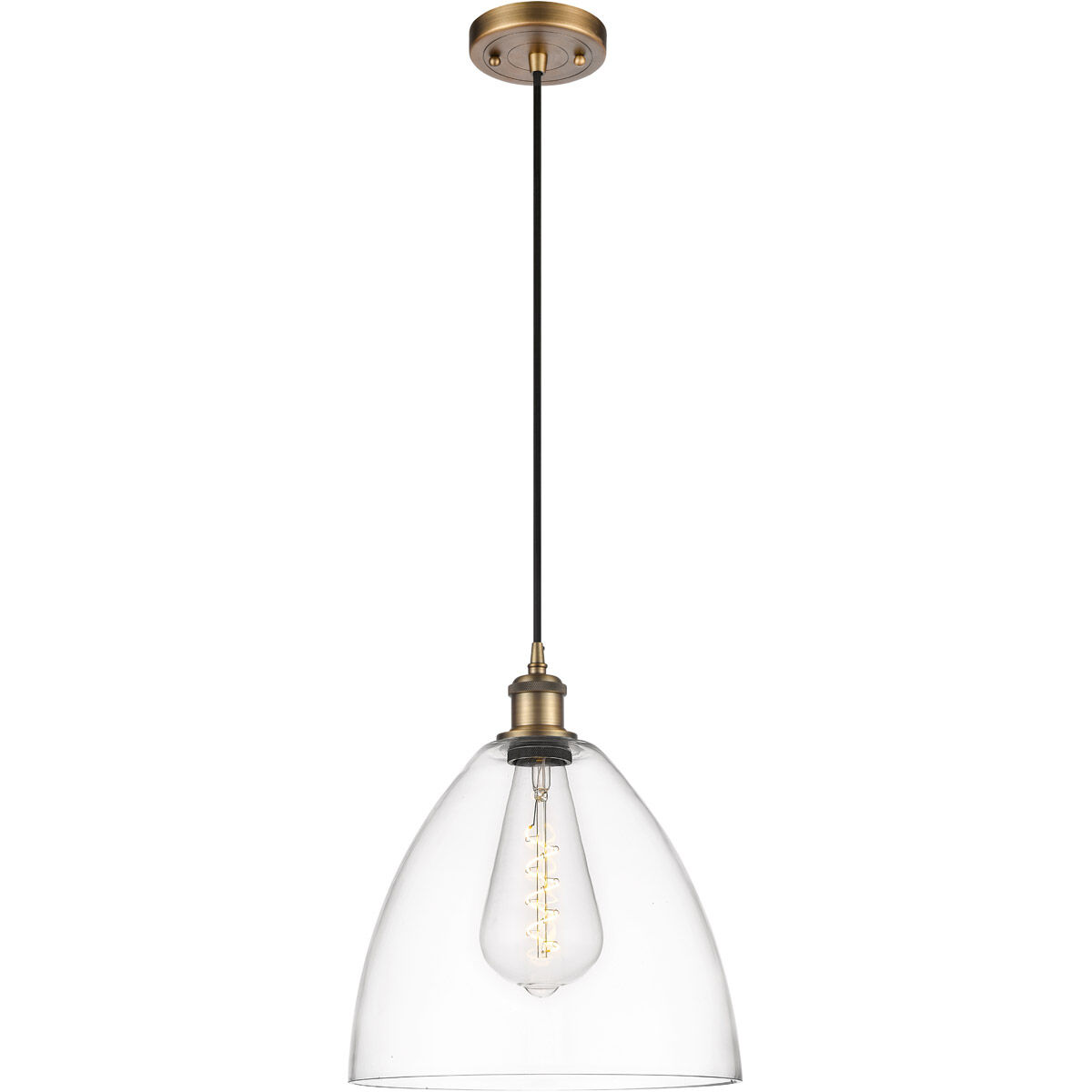 Ballston Dome 1 Light 12 inch Brushed Brass Mini Pendant Ceiling Light in Clear Glass