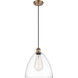 Ballston Dome 1 Light 12 inch Brushed Brass Mini Pendant Ceiling Light in Clear Glass