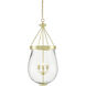 Darius 3 Light 18.5 inch Polished Brass Lantern Pendant Ceiling Light, Semi Flush Convertible