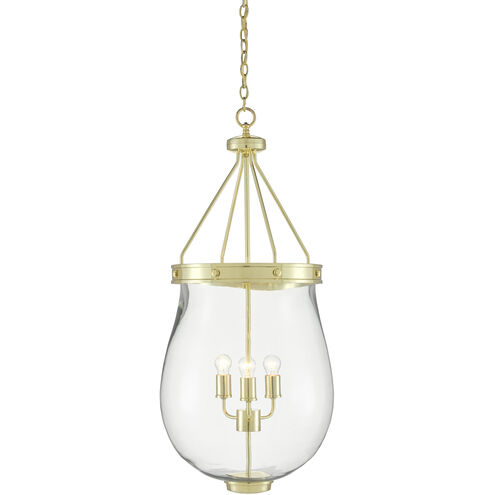 Darius 3 Light 18.5 inch Polished Brass Lantern Pendant Ceiling Light, Semi Flush Convertible