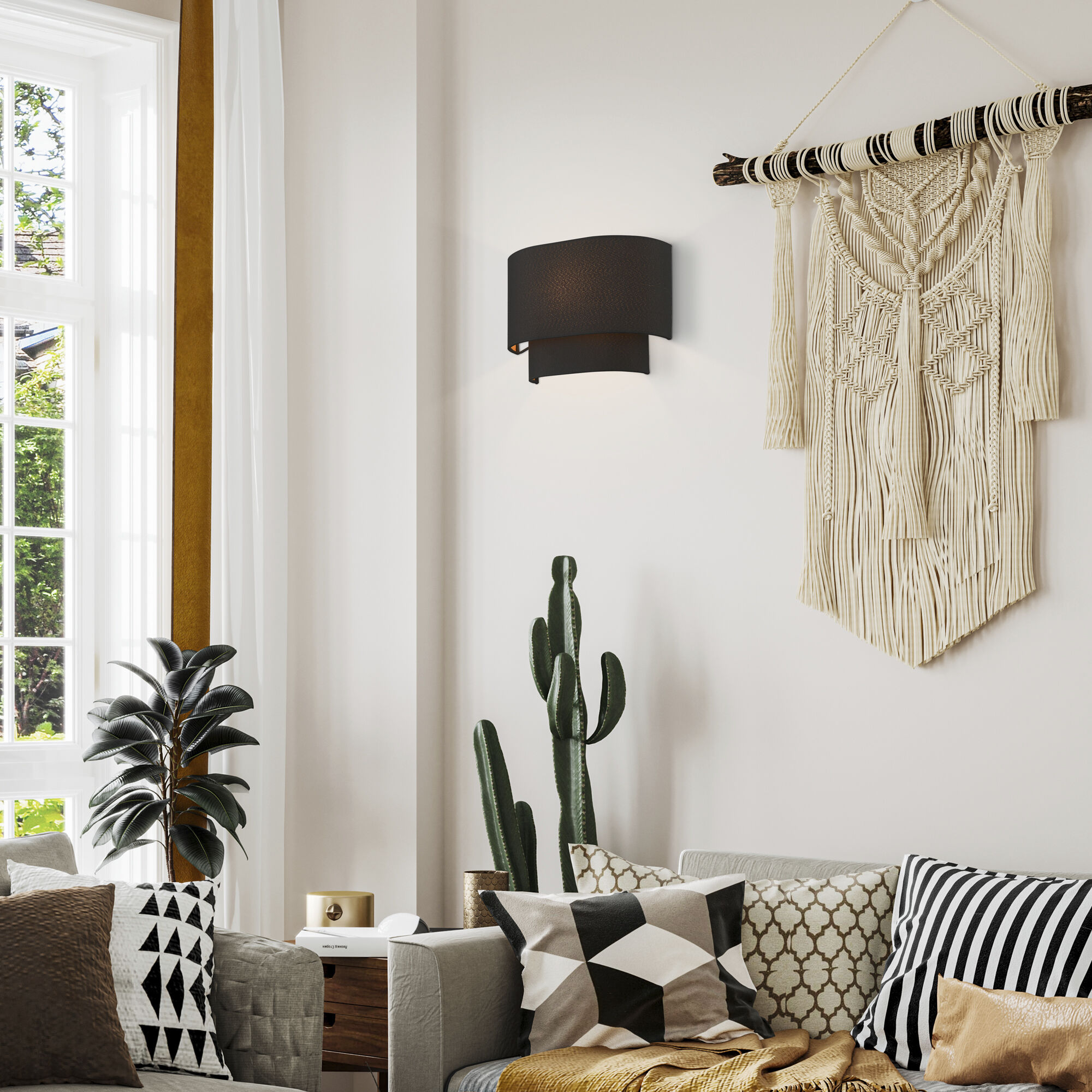 Jefferson 3 Light 10 inch Black Semi-Flush Mount Ceiling Light