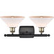 Ballston Orwell 2 Light 18 inch Black Antique Brass Bath Vanity Light Wall Light in Matte White Glass, Ballston