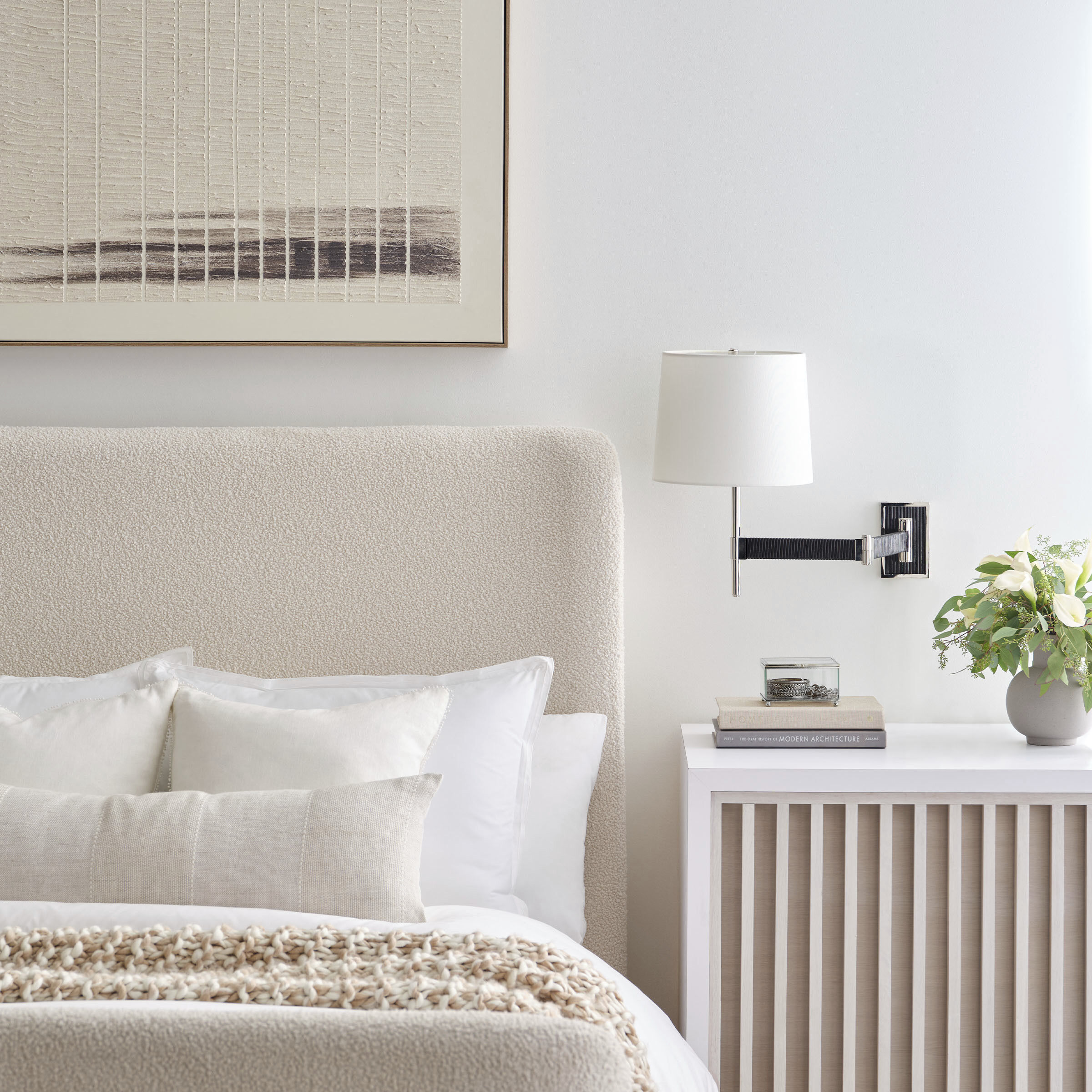 Suzanne Kasler Elle 22.25 inch 15.00 watt Polished Nickel and Black Rattan Swing Arm Sconce Wall Light