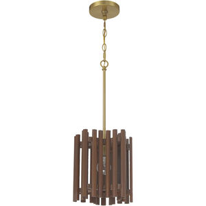 Freeform 1 Light 9.5 inch Satin Brass/Walnut Pendant Ceiling Light
