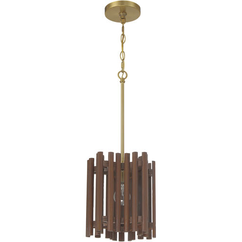 Freeform 1 Light 9.5 inch Satin Brass/Walnut Pendant Ceiling Light