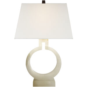 Chapman & Myers Ring 21 inch 75 watt Alabaster Table Lamp Portable Light in Linen, Small
