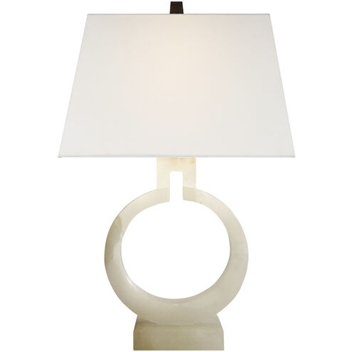 Chapman & Myers Ring 21 inch 75 watt Alabaster Table Lamp Portable Light in Linen, Small