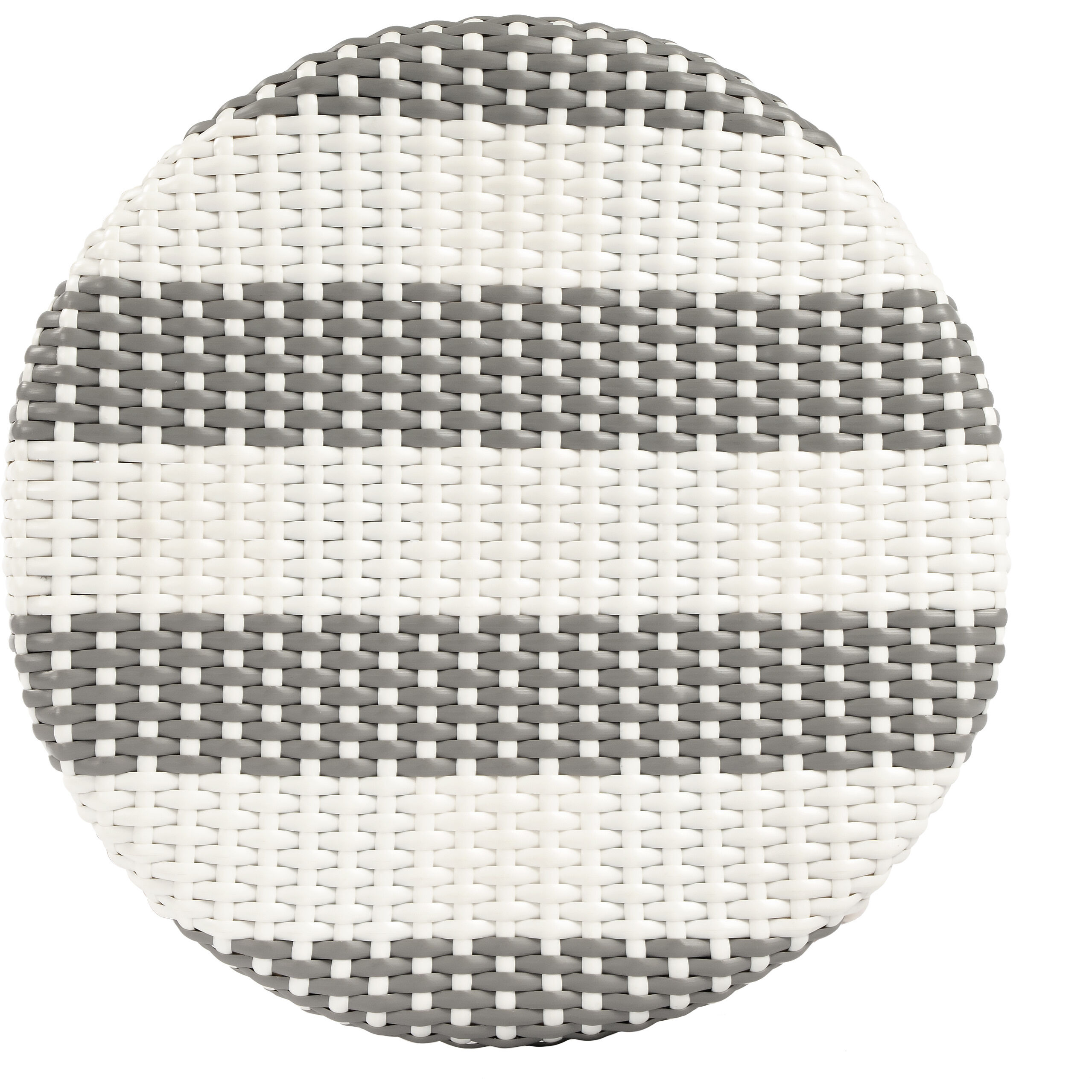 Tobias Rattan Round 24" Counter Stool in Gray and White Stripe
