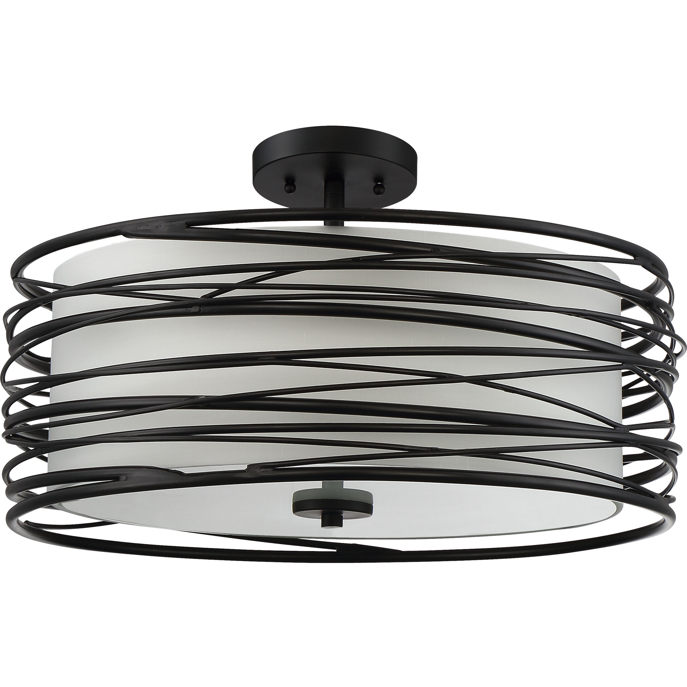 Spiral 3 Light 20 inch Mystic Black Semi-Flush Mount Ceiling Light