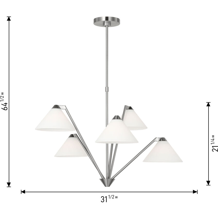 Werley 5 Light 30.38 inch Brushed Nickel Chandelier Ceiling Light, Large