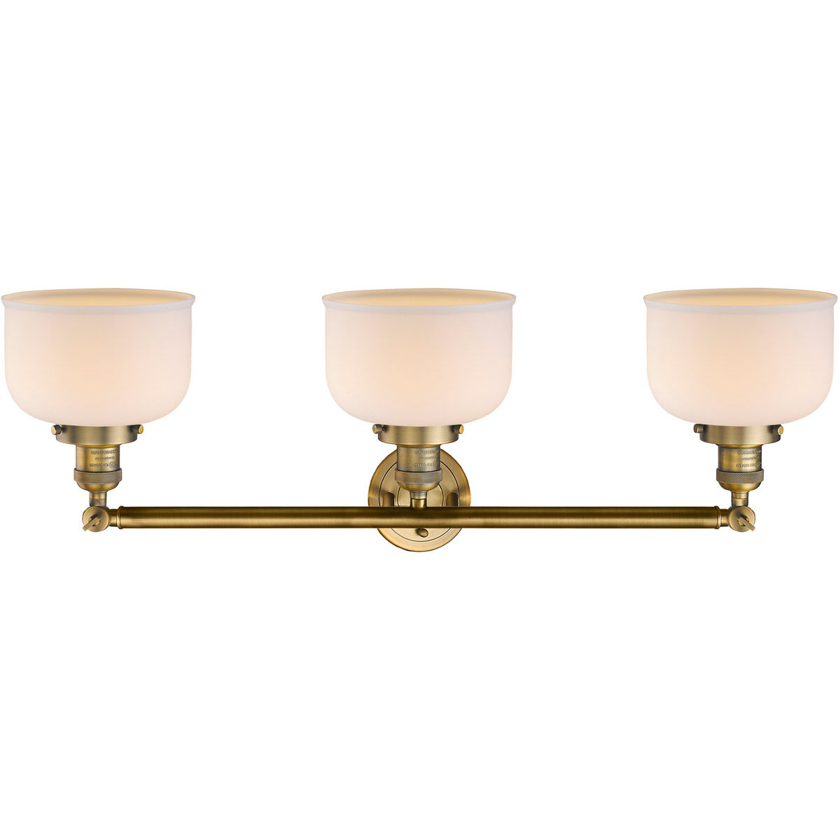 Franklin Restoration Large Bell LED 32 inch Brushed Brass Bath Vanity Light Wall Light in Matte White Glass, Franklin Restoration