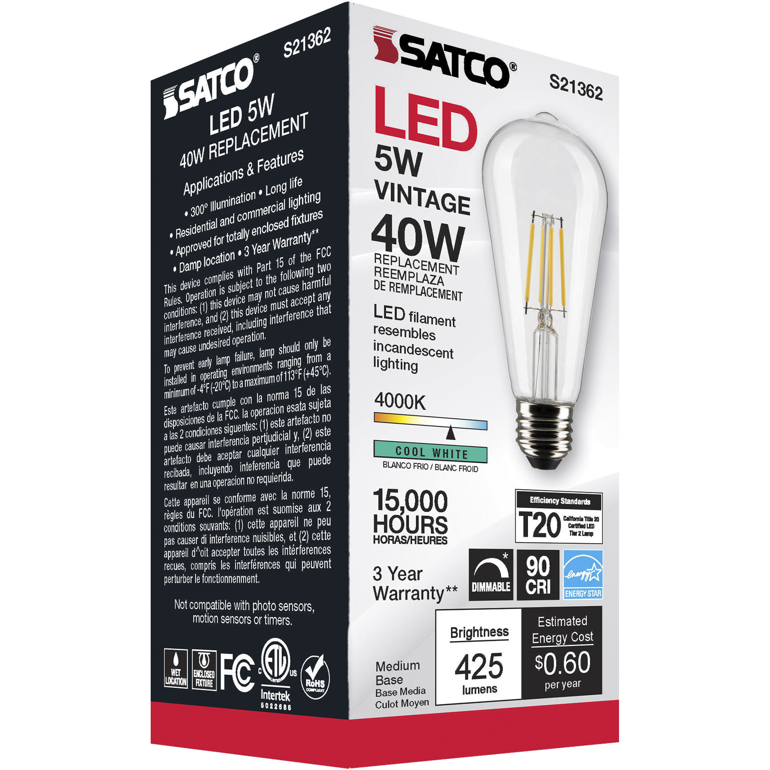 Lumos LED Medium Medium 5.00 watt 4000K LED Filament