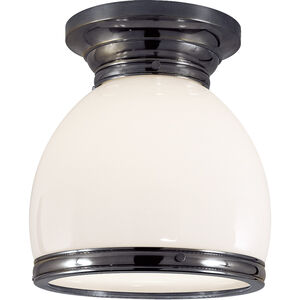 E. F. Chapman Edwardian 1 Light 10 inch Bronze Flush Mount Ceiling Light in White Glass, Open Bottom