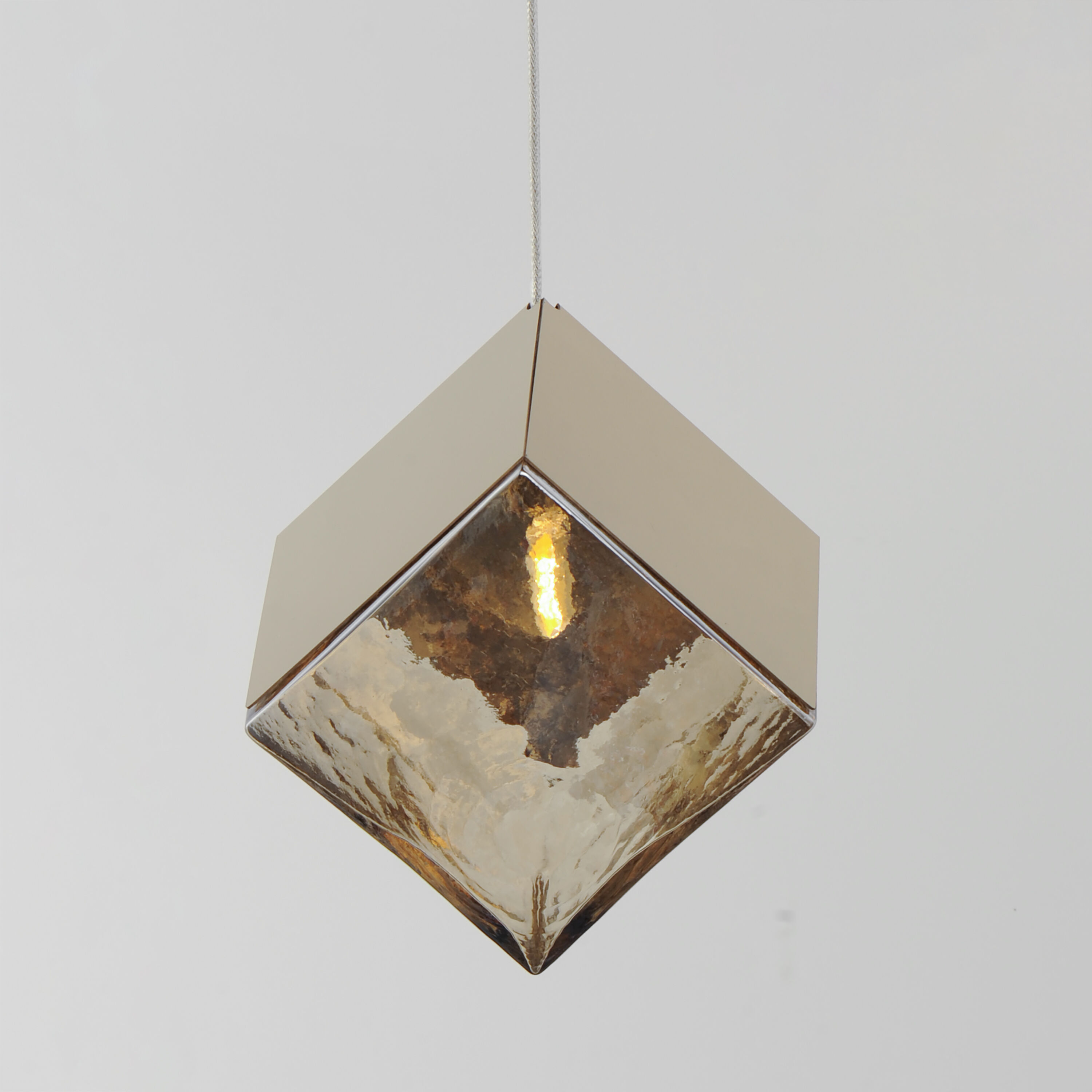 Ice Cube LED 7 inch French Gold Single Pendant Ceiling Light