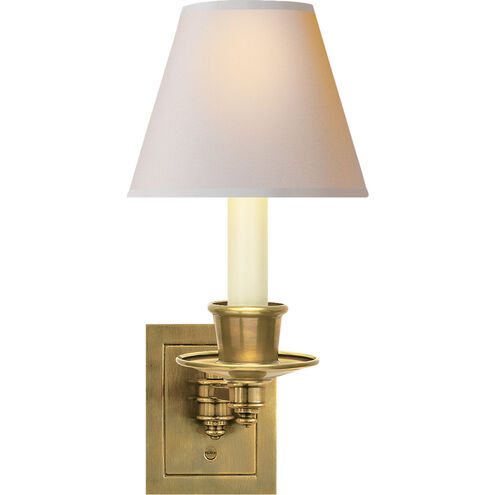 Swing Arm Sconce 7 inch 40.00 watt Hand-Rubbed Antique Brass Swing Arm Sconce Wall Light in Natural Paper