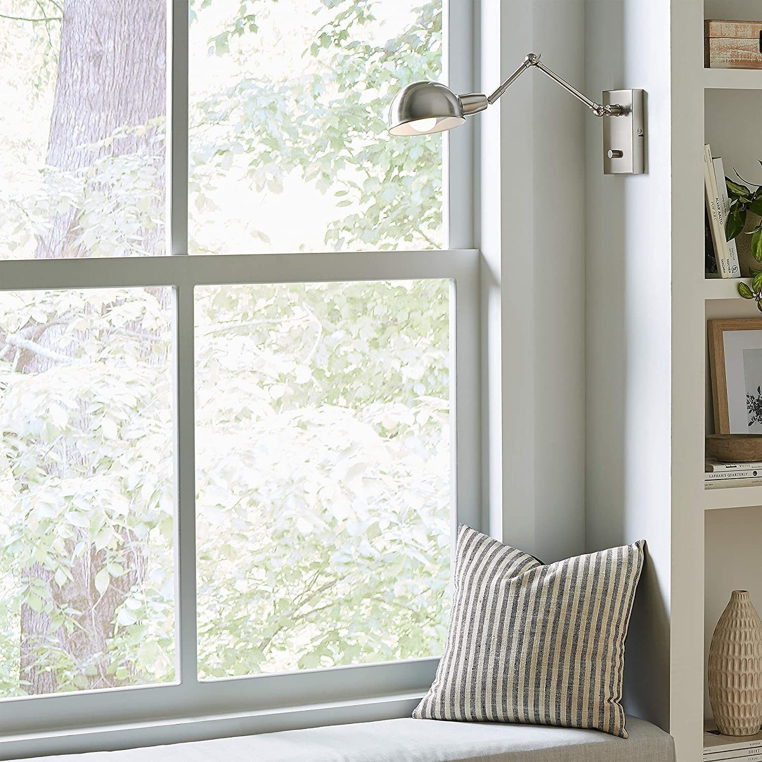 Sophia 12 inch 40 watt Brushed Steel Adjustable Swing Arm Wall Lamp Wall Light