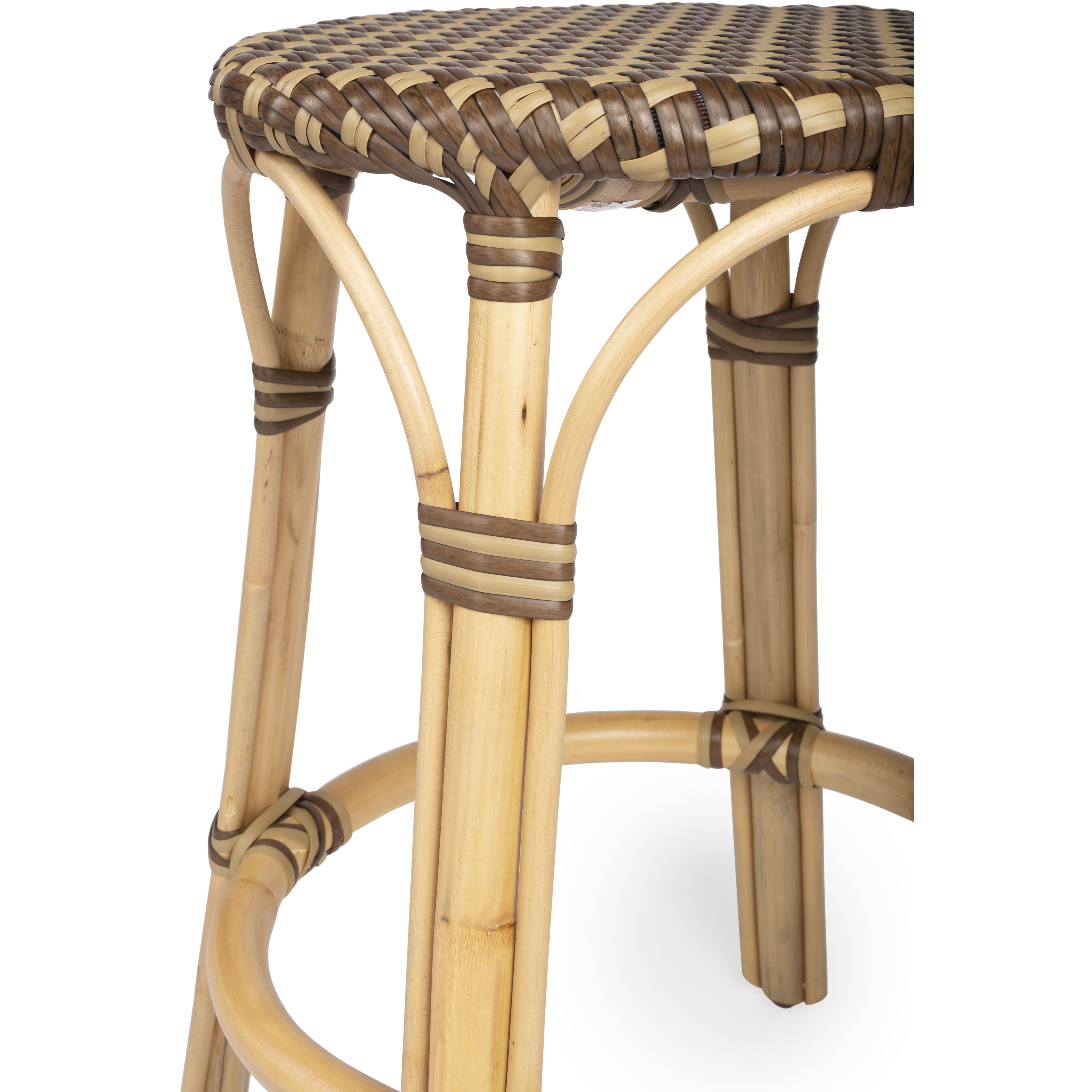 Tobias Brown Rattan Bar Stool