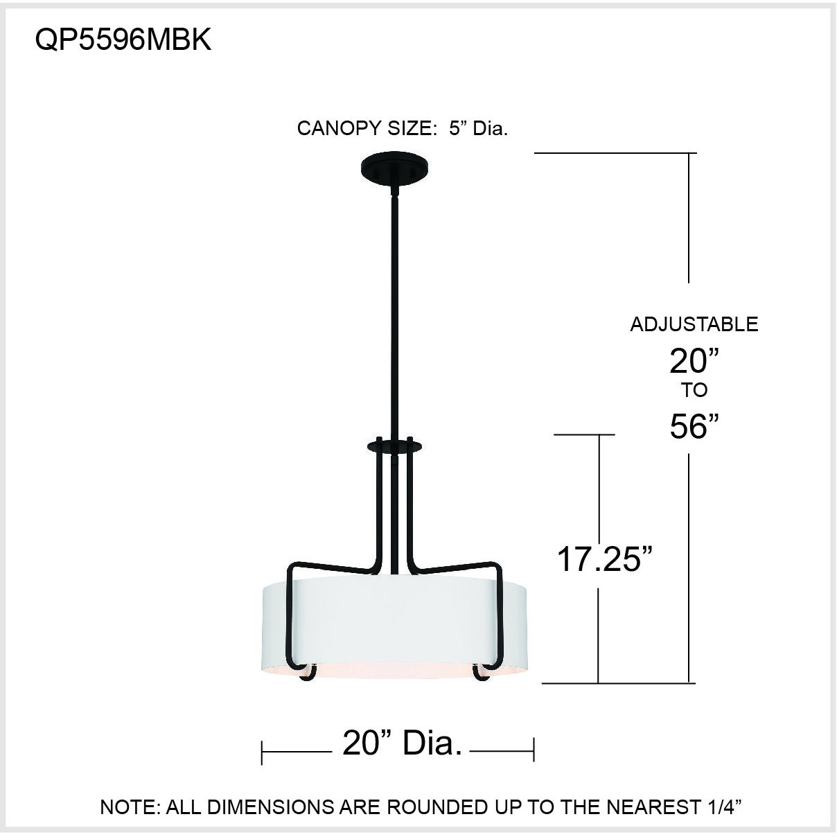 Hanley 4 Light 20 inch Matte Black Pendant Ceiling Light