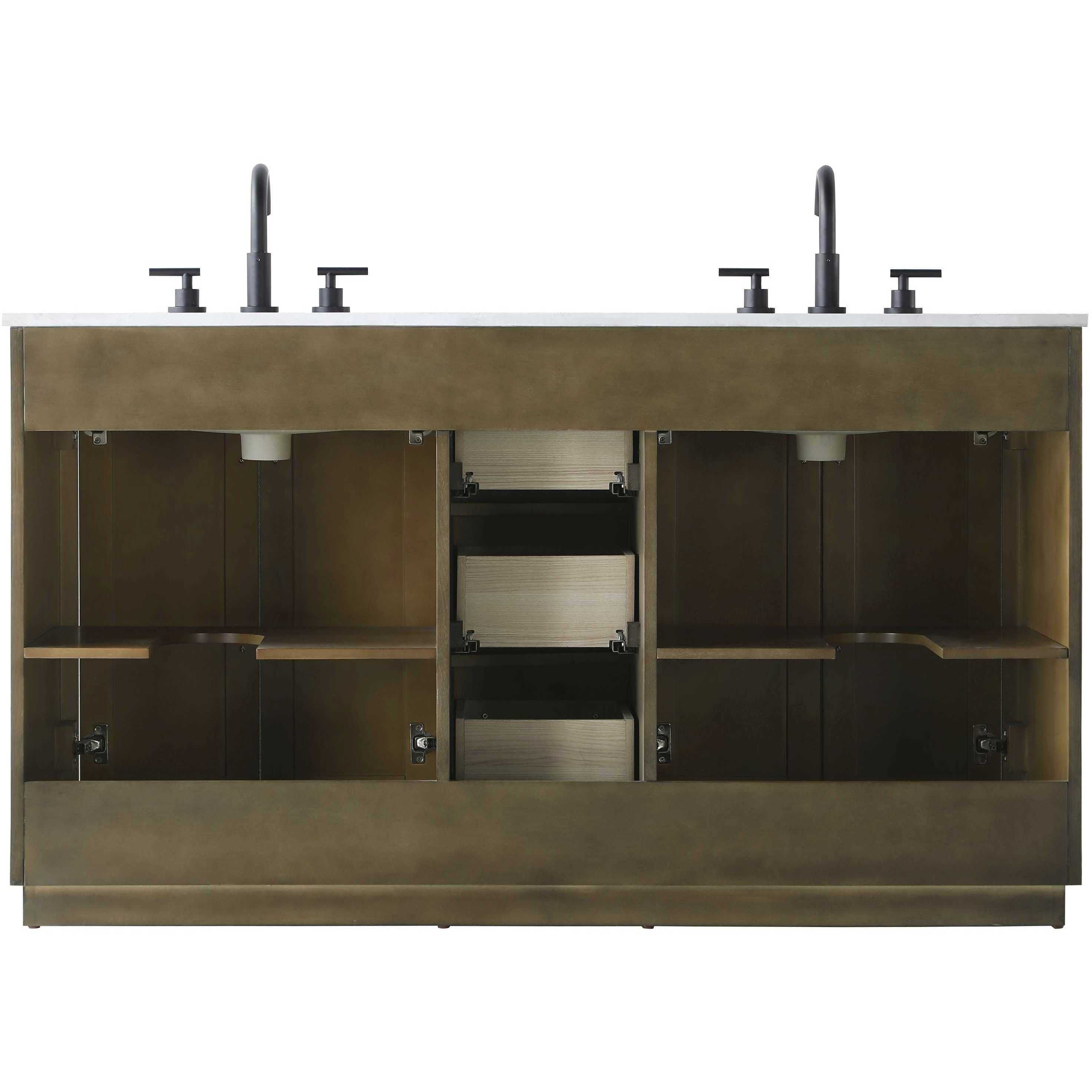 Chase 60 X 34 inch Hazel Oak Bathroom Vanity Cabinet