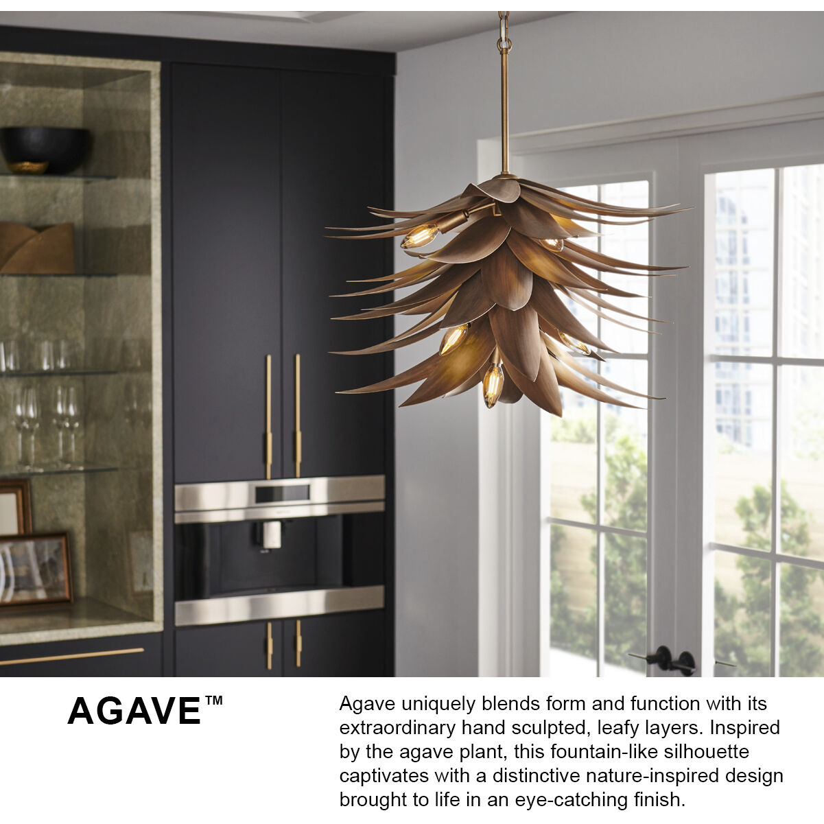 Agave LED 16 inch Burnished Gold Pendant Ceiling Light, Flush Mount