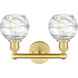 Athens Deco Swirl 2 Light 15 inch Satin Gold Bath Vanity Light Wall Light in Clear Deco Swirl