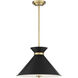 Lamar 3 Light 18 inch Black with Warm Brass Accents Pendant Ceiling Light in Matte Black with Warm Brass
