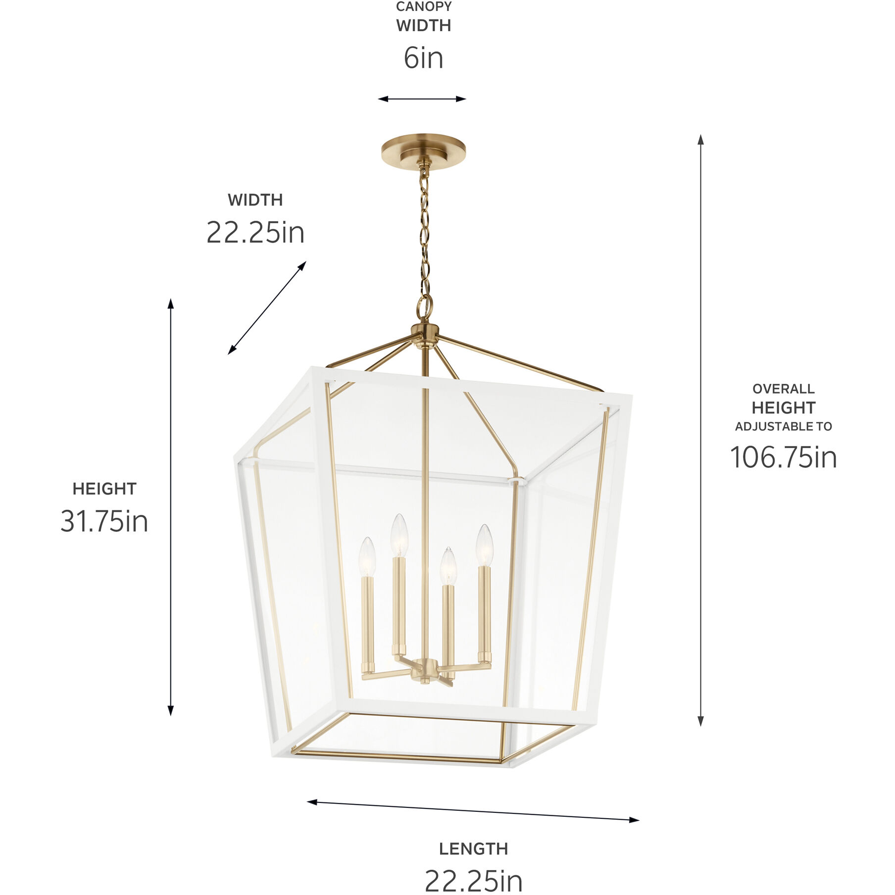 Delvin 4 Light 22.25 inch Champagne Bronze with White Foyer Pendant Ceiling Light