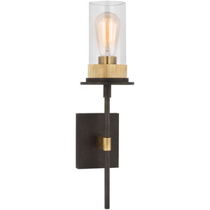 Ray Booth Beza LED 5.25 inch Warm Iron and Antique Brass Tail Sconce Wall Light, Medium