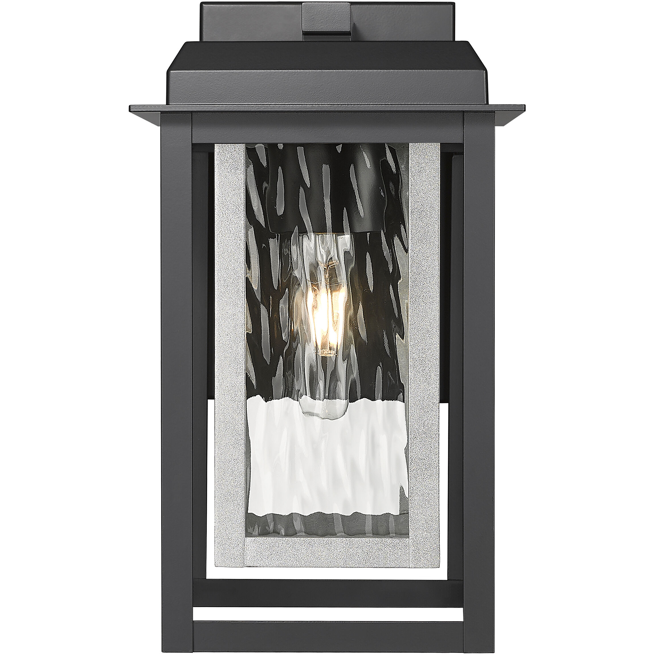 Mansfield 1 Light 13 inch Matte Black with Silver Outdoor Sconce in Waterglass