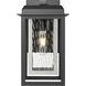 Mansfield 1 Light 13 inch Matte Black with Silver Outdoor Sconce in Waterglass