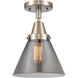 Franklin Restoration X-Large Cone LED 12 inch Brushed Satin Nickel Flush Mount Ceiling Light in Plated Smoke Glass