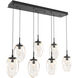 Meteo LED LED Matte Black Linear Pendant Ceiling Light in 3000K LED, Geo Inner - Amber Outer, Multi-Port