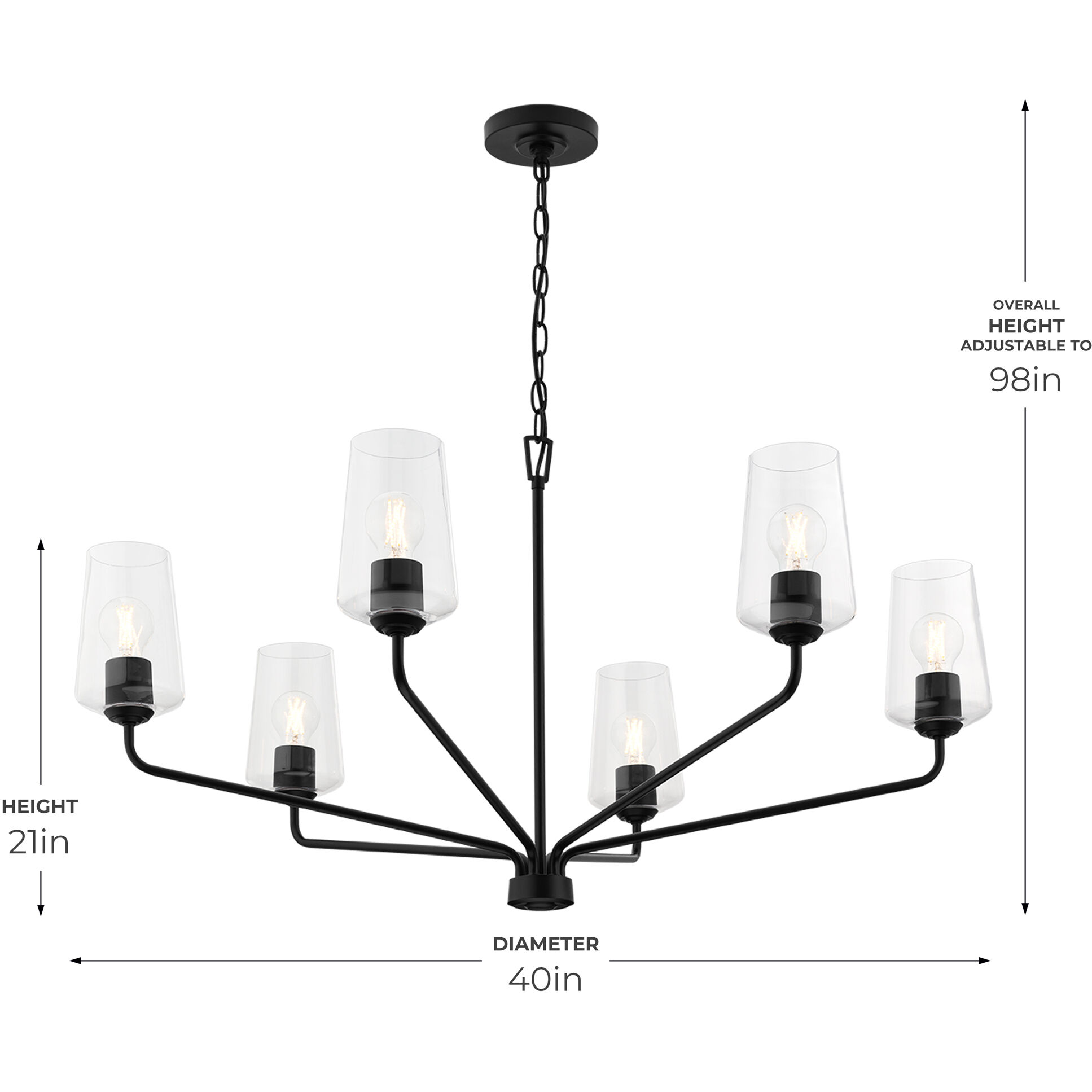 Celino 6 Light 40 inch Black Large Chandelier Ceiling Light