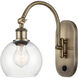 Ballston Athens LED 6 inch Antique Brass Sconce Wall Light in Clear Glass