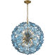 Esme 9 Light 22.5 inch Aged Brass Chandelier Ceiling Light in Floral Glass Petals Blue