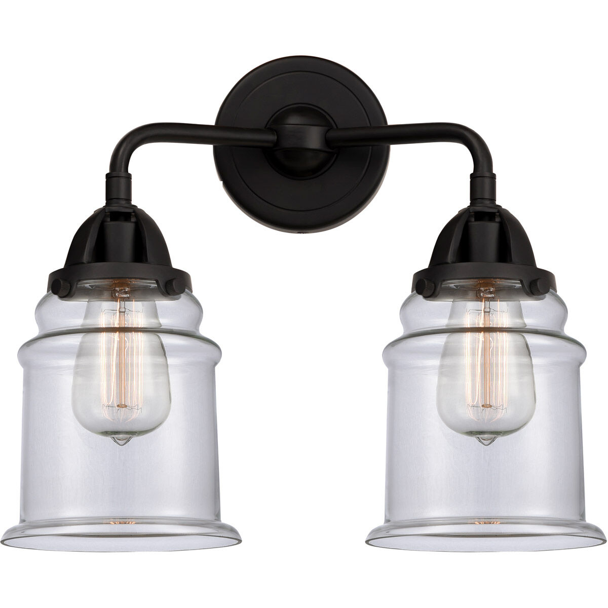 Nouveau 2 Canton 2 Light 14 inch Matte Black Bath Vanity Light Wall Light in Clear Glass