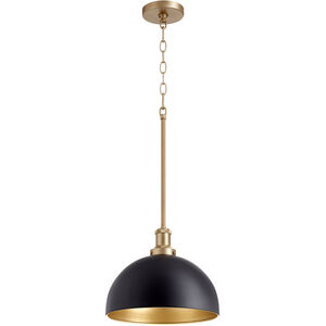 Fort Worth 1 Light 12 inch Noir and Aged Brass Mini Pendant Ceiling Light 