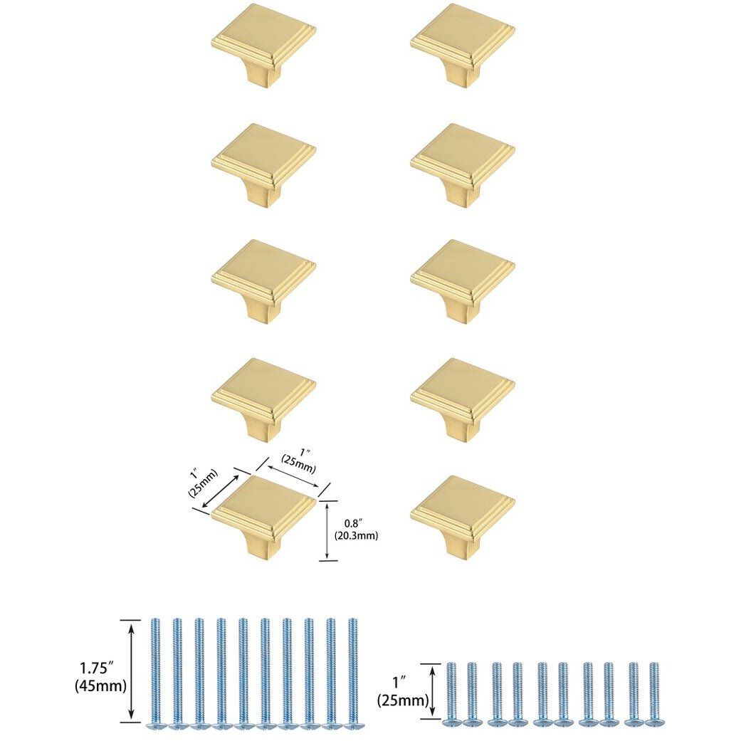 Wilow Brushed Gold Hardware Cabinet Knob, Set of 10