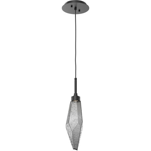 Rock Crystal LED 3.9 inch Matte Black Pendant Ceiling Light in 3000K LED, Chilled Smoke